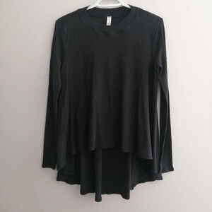 Lululemon Dare to Drape Ribbed Black Long Sleeve Hi Low Hem Tencel Cotton Small